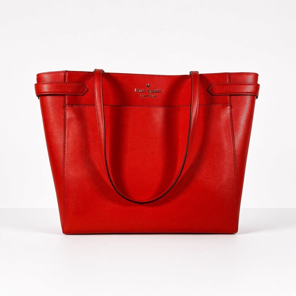 Kate Spade Staci Saffiano Red Leather Laptop Shoulder Tote Bag NWT $429 MSRP